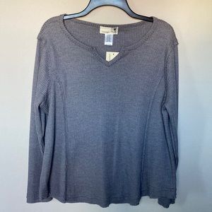 Everleigh Grey Thermal Waffle Knit Long Sleeve Top